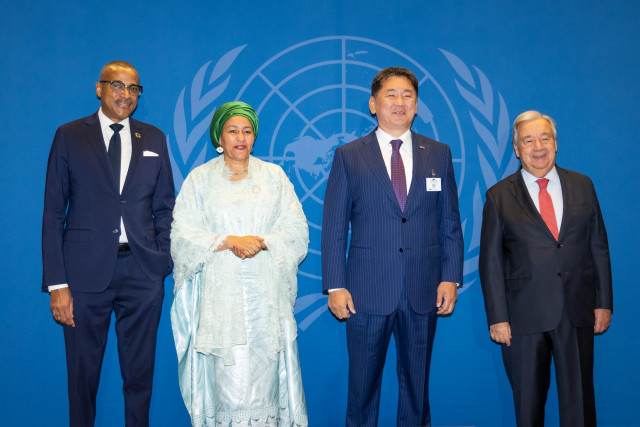 Secretary-General António Guterres and Deputy Secretary-General Amina Mohammed welcome the Head of Delegations on the occasion of the Opening of the Seventy-ninth Session of the General Assembly.